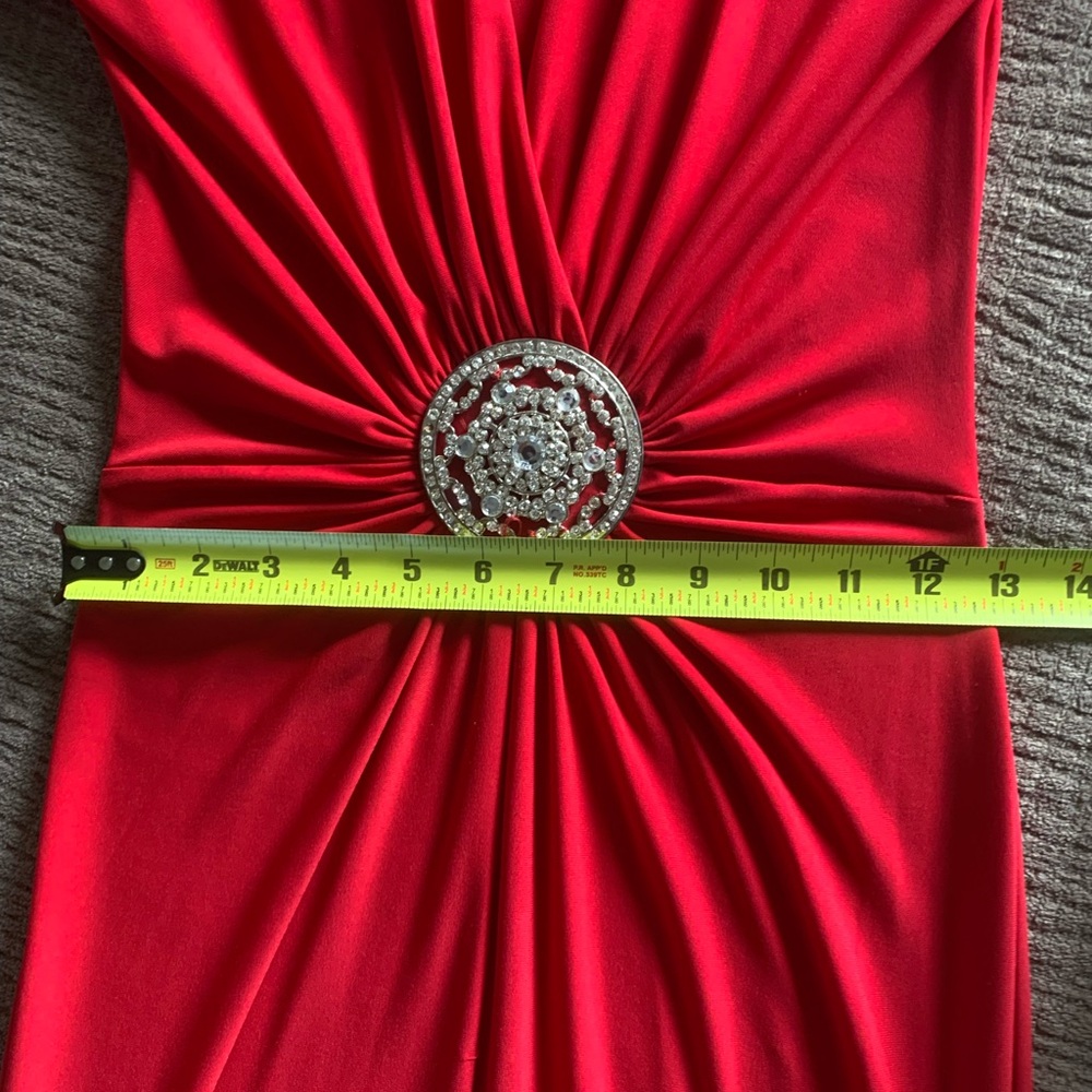 Cache Xs Red Gown With Rhinestone Embellishment - image 5